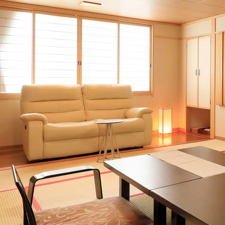 Renovated guest room at Hotel Tsubakino in Yudanaka, a modern base for the snow monkey park