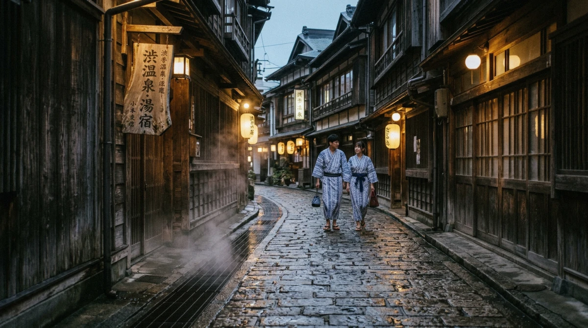 Evening lanterns in Shibu Onsen, the atmospheric choice of where to stay near the snow monkey park